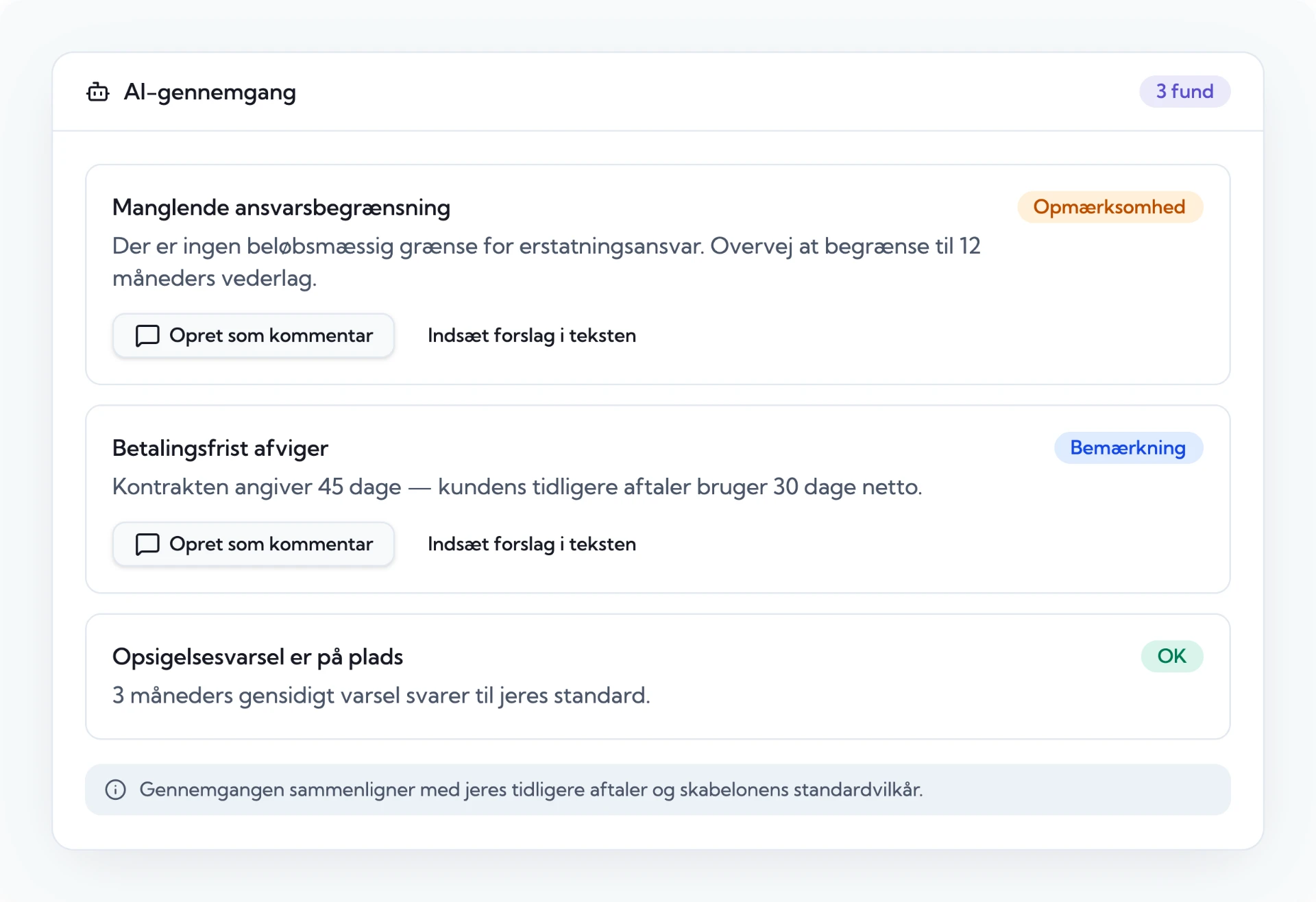 AI-gennemgang af kontrakten
