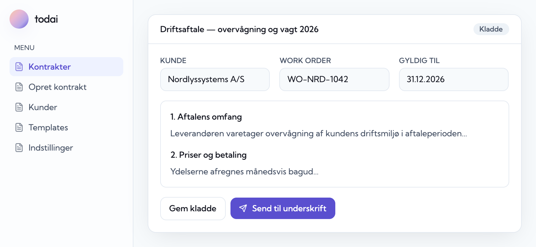 Kontrakten som kladde
