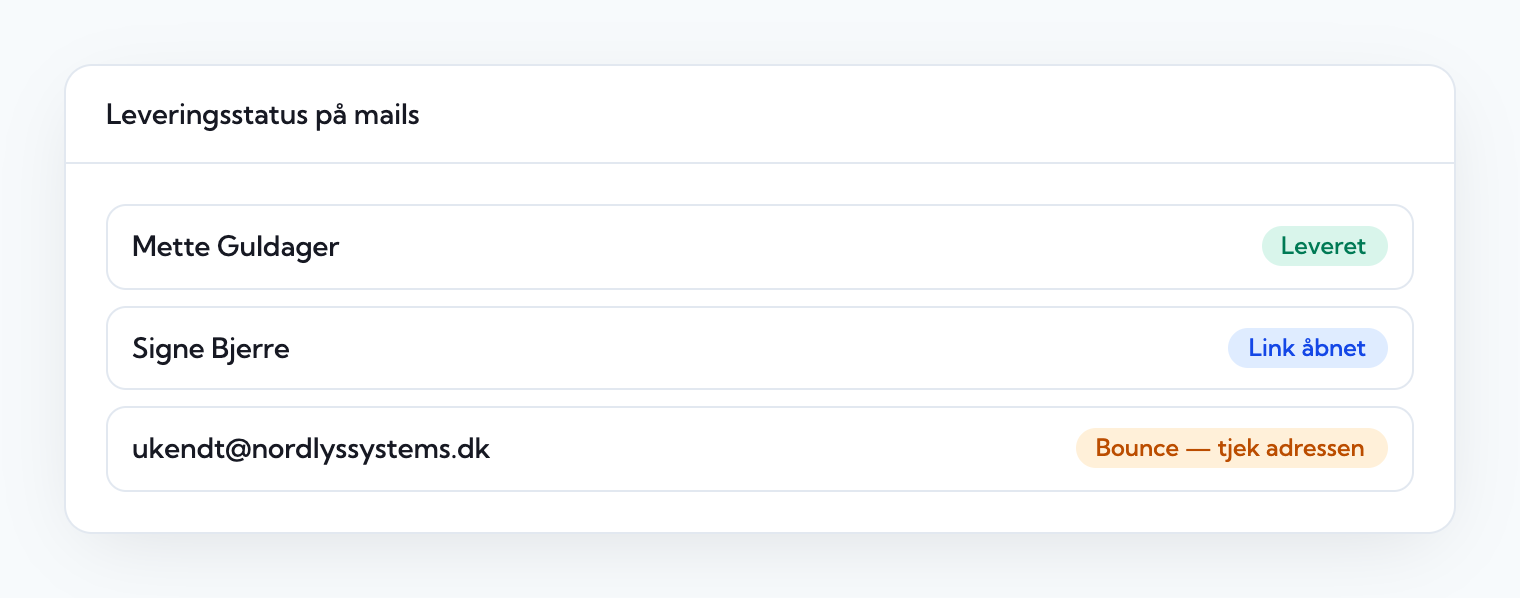 Leveringsstatus på udgående mails