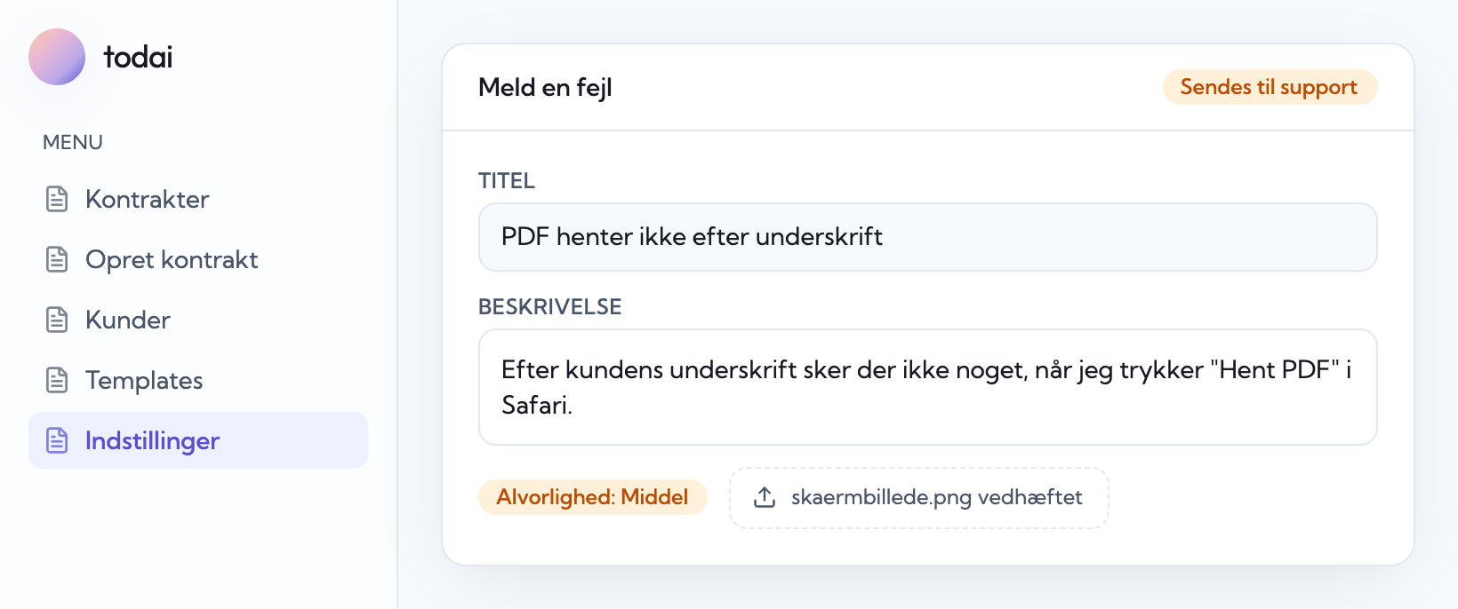 Meld en fejl