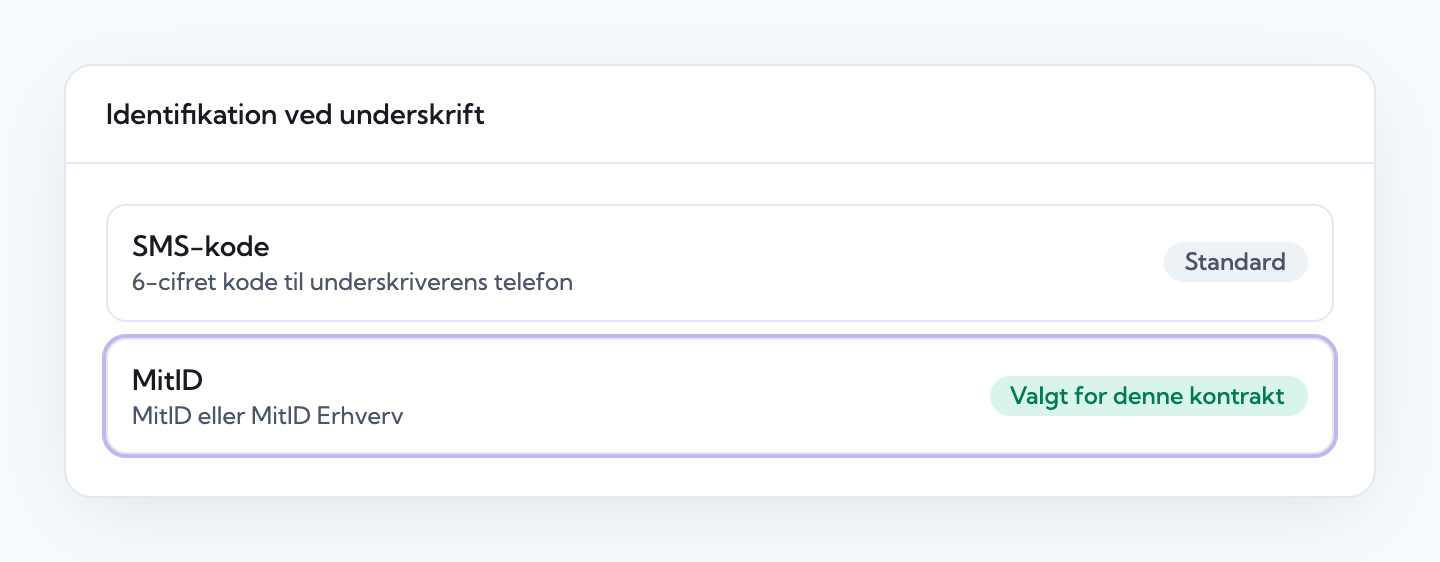MitID valgt på kontrakten