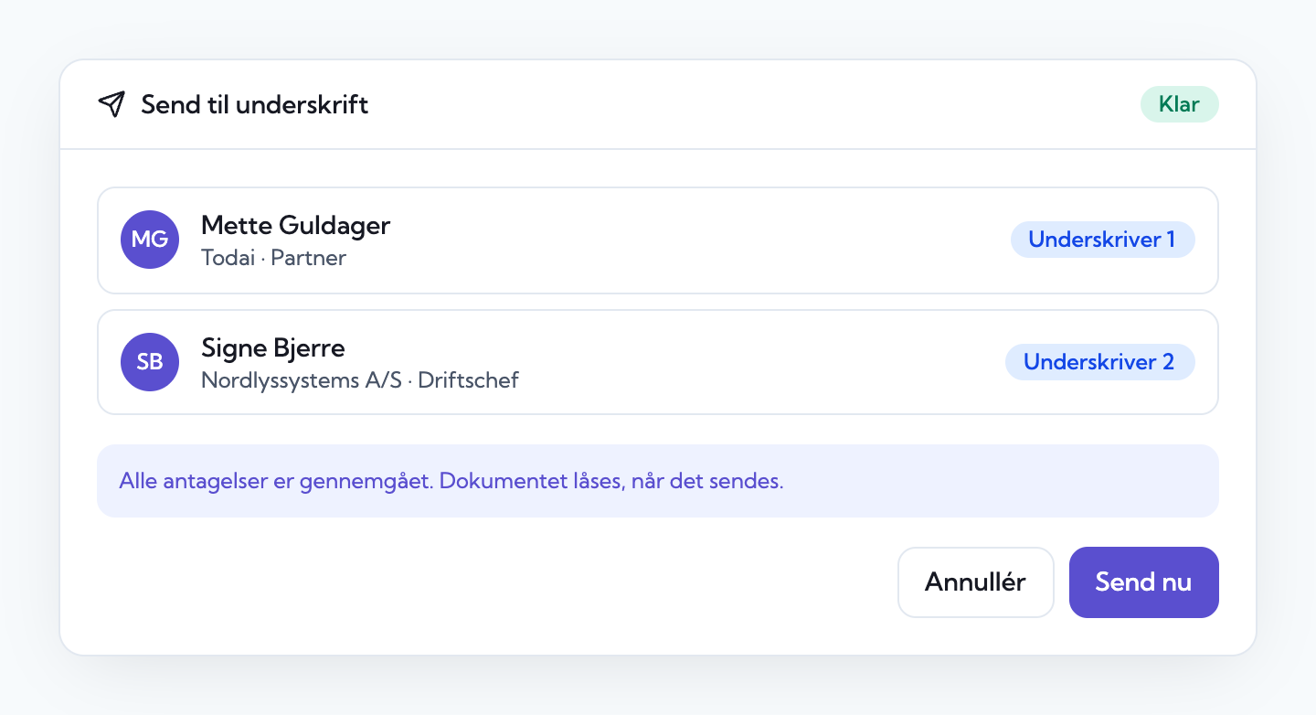 Send til underskrift