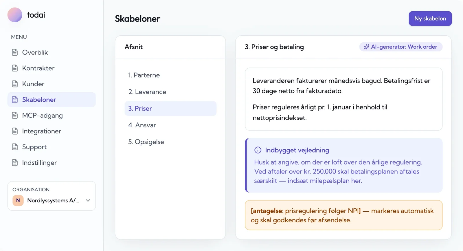 Skabelon med vejledningstekst