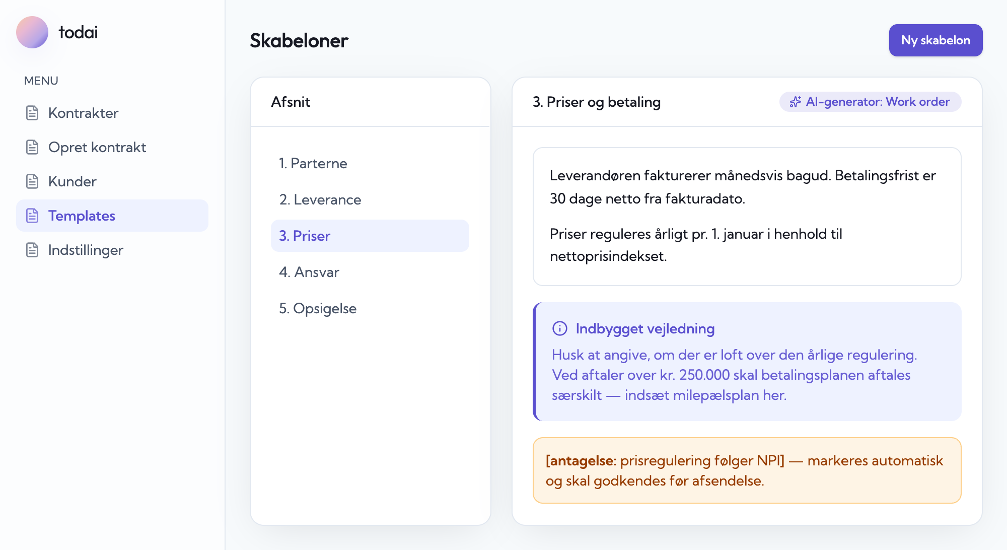 Skabelon med vejledningstekst