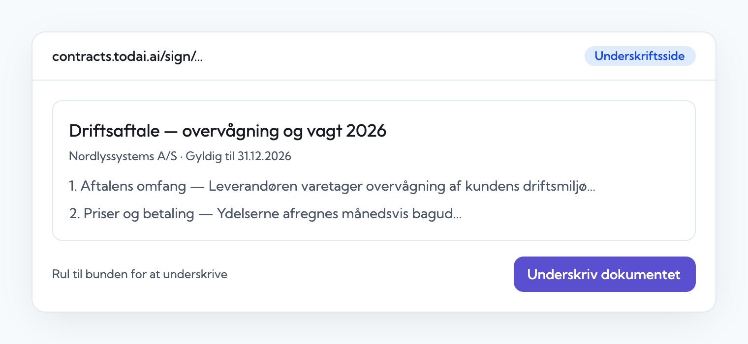 Gyldighedsdatoen på underskriftssiden