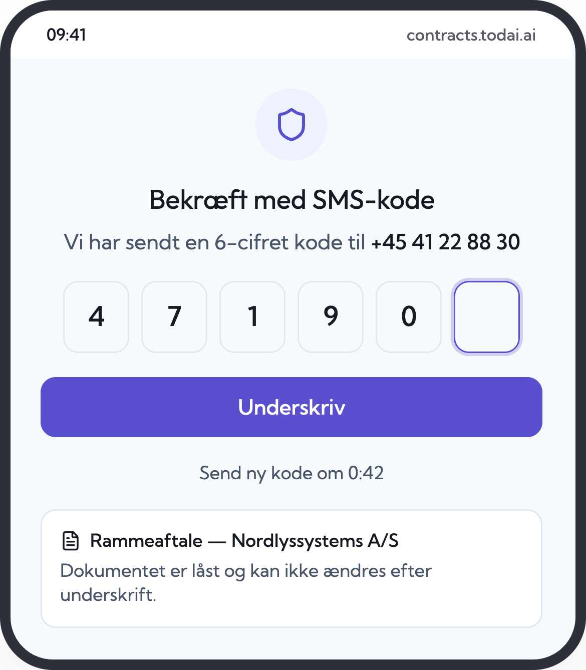 Bekræftelse med SMS-kode