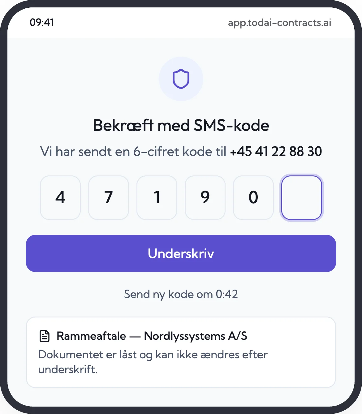 Bekræftelse med SMS-kode